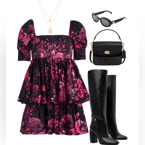 NWOT Alice & Olivia Emmalou Floral Tiered Stretch Cotton Mini Dress - Picture 6 of 8